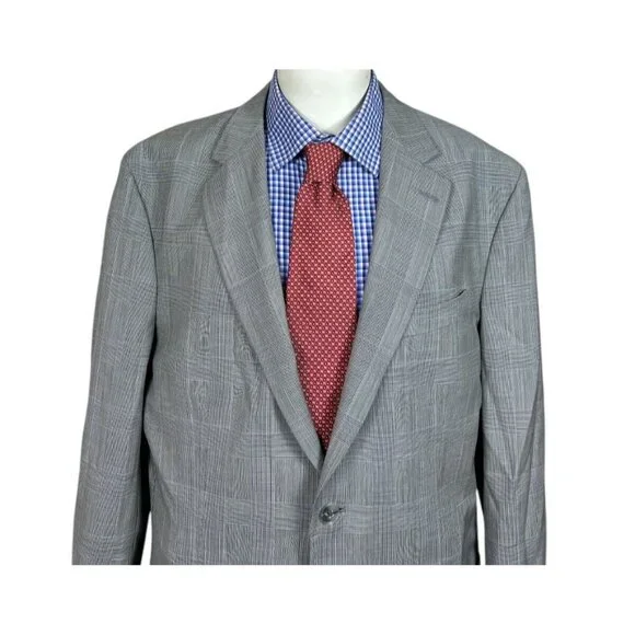 Petter Millar Bespoke Sport Coat Jacket Gray Glen Plaid Men's 44L NWT Nice